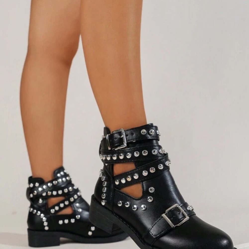 Studded Black Ankle Boots